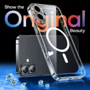 Magnetic+Safe Case for Iphone 16 Plus, Clear Trasnparent, resistent, Hard case