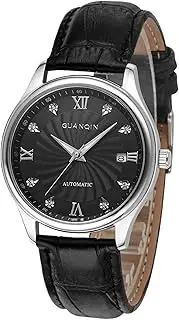 [carlien] Men's Watches Automatic Mechanical Casual Luminous Pointer Waterproof Calendar Wristwatches, black, 40mm, Casual