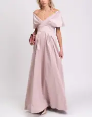 RRP€510 AIDAN MATTOX Portrait Collar Gown US2 UK6 IT38 XS Draped V-Neck