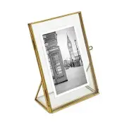 Isaac Jacobs 4x6, Antique Gold, Vintage Style Brass and Glass, Floating Photo
