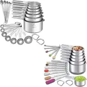 Best 20pc Measuring Cups Spoons Set Kit Cooking Baking Stainless Steel Hanging