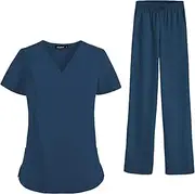[Dickly] Women Scrubs Sets Workwear Clothes Thin Nursing Uniforms Set Short Sleeve for Skin Manage Cosmetology Beauty Spa Center