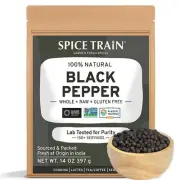 Black Pepper Whole (397g/14oz) Gluten Free, Raw Peppercorns from India, Aroma...