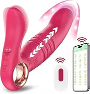 Heart Design Mini Clit Vibrators with App Remote Control, 2in1 Sex Toys with Necklace, Rose Sex Toy with 9 Vibrating Modes, Quiet & No-Light Adult Toys for Women (Thrusting Vibrator)