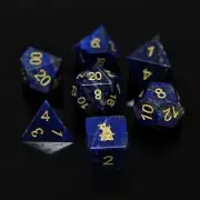 Lapis Lazuli Natural Gemstone Dice Set D6 with Logo DND RPG Table-top Accessory
