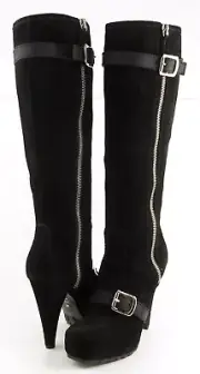 $1395 PROENZA SCHOULER OI0800 Black Suede Designer Platform Boots 6.5 EUR 37