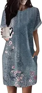[Generic] Cyber Monday Sales,Womens Holiday Dresses 2024,Womens Dresses Summer Casual 1940 Style Dresses for Women Petite Maxi Dresses for Women Pink Floral Dress(32-Black,XL)