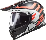 LS2 MX436 Pioneer Evo Adventurer Motocross Helmet, black-white-orange, Size XS for Men Black White Orange