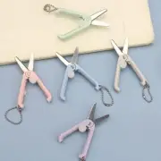 5 Packs Morandi Mini Folding Scissors with Keychain Small Telescopic Foldable