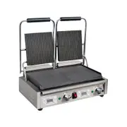 Apuro Double Contact Grill Ribbed Top Plates with Timer - Commercial Sandwich Presses (FC385-A)