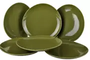 DIANE VON FURSTENBERG DVF Home Pebblestone Avocado Green Salad Plate Set/6 New