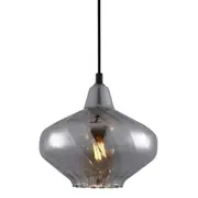Mitchell Ribbed Smokey Mirror Glass Brass Pendant Light