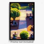 Pixel Art Poster - Awesome Yard (8 Bit Psychedelic Trippy Video Game Print)