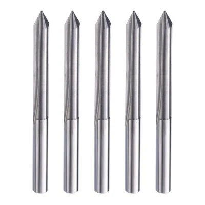 5Pcs CNC V Bits 60Degree 1/8" Shank 0.1mm Tip Engraving V Bits Chamfer End Mill