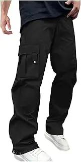 [Generic] Mens Work Cargo Pants Straight Leg Open Bottom Causal Pants Lightweight Athletic Outdoor Hiking Trousers with Pockets