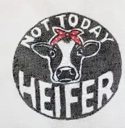 Needlepoint Canvas 18 mesh Signed Heifer Holstein Cow Red Bandana Hand Painted