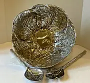 Wilton Armetale Hand Made Pewterware Salad Bowl #2833 & Serving Utensils #5199