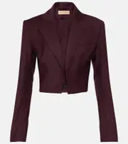 [Aya Muse] Aya Muse Sylva cropped wool blazer AU 16 burgundy