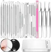 YOUYISI Pimple Popper Tool Kit, Professional Blackhead Remover Tools for Blemish, Face Acne Tools Extractor Kit, Zit Popper Tool Stainless Steel Estheticians Comedone Extractor Tool (2+22 Piece)