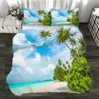 Beach Vacation White Clouds 3D Quilt Duvet Doona Cover Set Pillow case Print