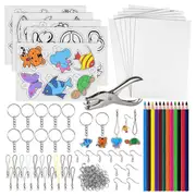168 Pcs Shrinking Plastic Sheets Kit Includes 15 Shrinking Film Art Paper, Hole Punch, 12 Colored Pencils Translucent