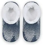 [Caihoyu] House Slippers for Kids Fuzzy Fleece Anti-Slip Rubber Sole Lightweight House Slipper Socks Indoor Outdoor Winter Bedroom