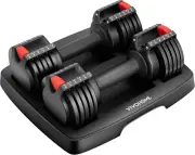 2.5 Lbs to 15 Lbs Adjustable Weights Dumbbells Set of 2 with Anti-Slip Handle an