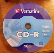 NEW 10 Pack Verbatim CD-R - 700MB 52x Speed 80 Minutes FACTORY SEALED