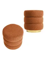 [La Bella] Round Stacked Ottoman Stool 38cm 2 Set in Orange