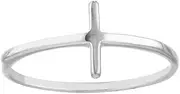 [JewelryWeb] 14ct White Gold Side ways Small High Polished Religious Faith Cross Ring Jewelry Gifts for Women - Ring Size Options Range: L to P