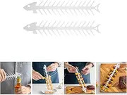 Fish Bone Shape Grilling Skewer 2 Pcs, Metal Kabob Skewers Portable Barbecue Rack, Stainless Steel Barbecue Stick Funny Fish Bone Shape BBQ Skewer (2-Pack)