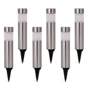 Solar Bollard Lights Outdoor - 6 Pack Stainless Steel Warm White LED Landscap...
