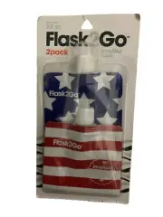 New 2 Pack Flask2Go Foldable Flexible Reusable Stars & Stripes USA Flasks Sealed