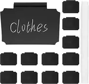 SHINEOFI Basket Labels Clip On for Storage Bins, 12Pcs Erasable Plastic Kitchen Pantry Labels with Chalk Markers for Organization Container Jar Shelf Laundry