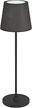 EGLO Leonero LED Battery Table Lamp, Wireless Table Lamp, Black Metal Bedside Lamp with Textile Lampshade, Touch Dimmable, USB Rechargeable, Warm White Neutral White