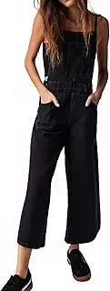 [WSLCN] Women's Denim Overalls Loose Bib Dungarees Adjustable Baggy Harem Romper Jumpsuit