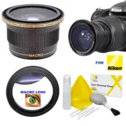 X40 FISHEYE LENS + 5X MACRO LENS + CLEANING KIT FOR NIKON D5100 D5200 D5500 D40