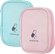 2 Compartment Travel Medicine Bag Oxford Cloth Portable Medicine Organizer First Aid Kit for Hiking Travel