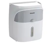 Double Drawer Tissue Box Wall Mounted Self-adhesive Tissue Holder Box Compatible with Drawer for Bathroom Kitchen-Grey
