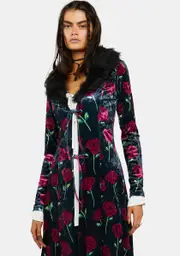 [dELiA*s by Dolls Kill] Bouquet Of Thorns Velour Duster