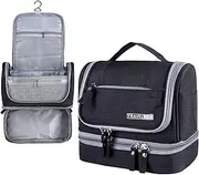 Toiletry Bag,RUMANLE Upgraded Large Hanging Travel Toiletry Organizer Kit with Heavy-Duty Zippers Waterproof Comestic Makeup Bag DOP Kit for Women Men - Black