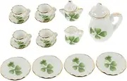 Doll House Miniature Tea Cup Set Mini Tea Pot Cup 15pc Mini House Accessories