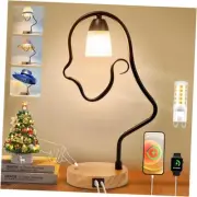 Touch Control Modern Table Lamp - Creative Hat Desk Lamp with USB C and A