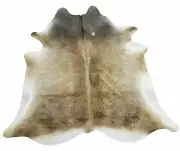 Extra Large Cowhide Rug Brazilian Dark Tan Grey Brown 95 X 80 Inches