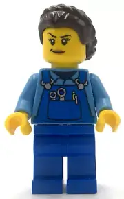 Lego New Farmer Stuntz Crew Female Medium Blue Shirt Blue Apron Minifigure
