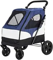 Pet Stroller Large Pet Stroller Large Dog Stroller Storage Folding Stroller Four-Wheel Pet Stroller Outdoor Pet Stroller Small Pet Stroller(Blue)