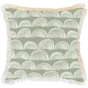 Cushion Cover-Coastal Fringe-Rainbows Sage-60cm x 60cm