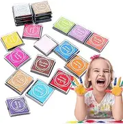 Lueear Craft Ink Pad For Rubber Stamps | 20 Colors Rainbow Finger Ink Pad | Waterproof Colorful Water-based Wood, Fabric, Paper Card Ink Pads 1.57x1.57 Inches