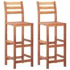 2x Solid Acacia Wood Bar Stools Kitchen Dining Chairs Indoor Outdoor Set