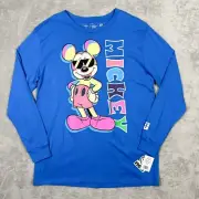 Neff X Disney Collection Mens Long Sleeve Blue T-Shirt Mickey Mouse Size XL Cool
